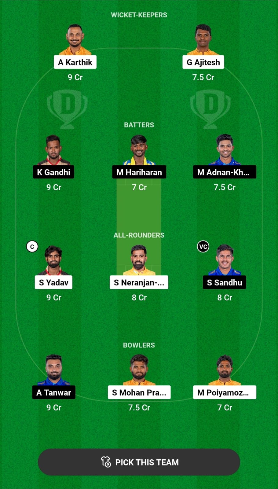 Grand League Dream11 Team Prediction NRK vs SS