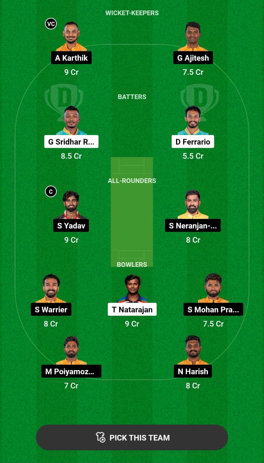 Grand League Dream11 Team Prediction BT vs NRK