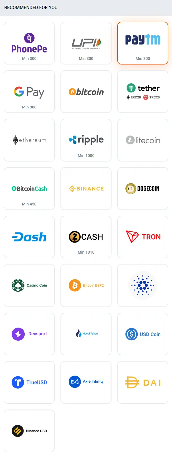 Deposit Methods on MostBet