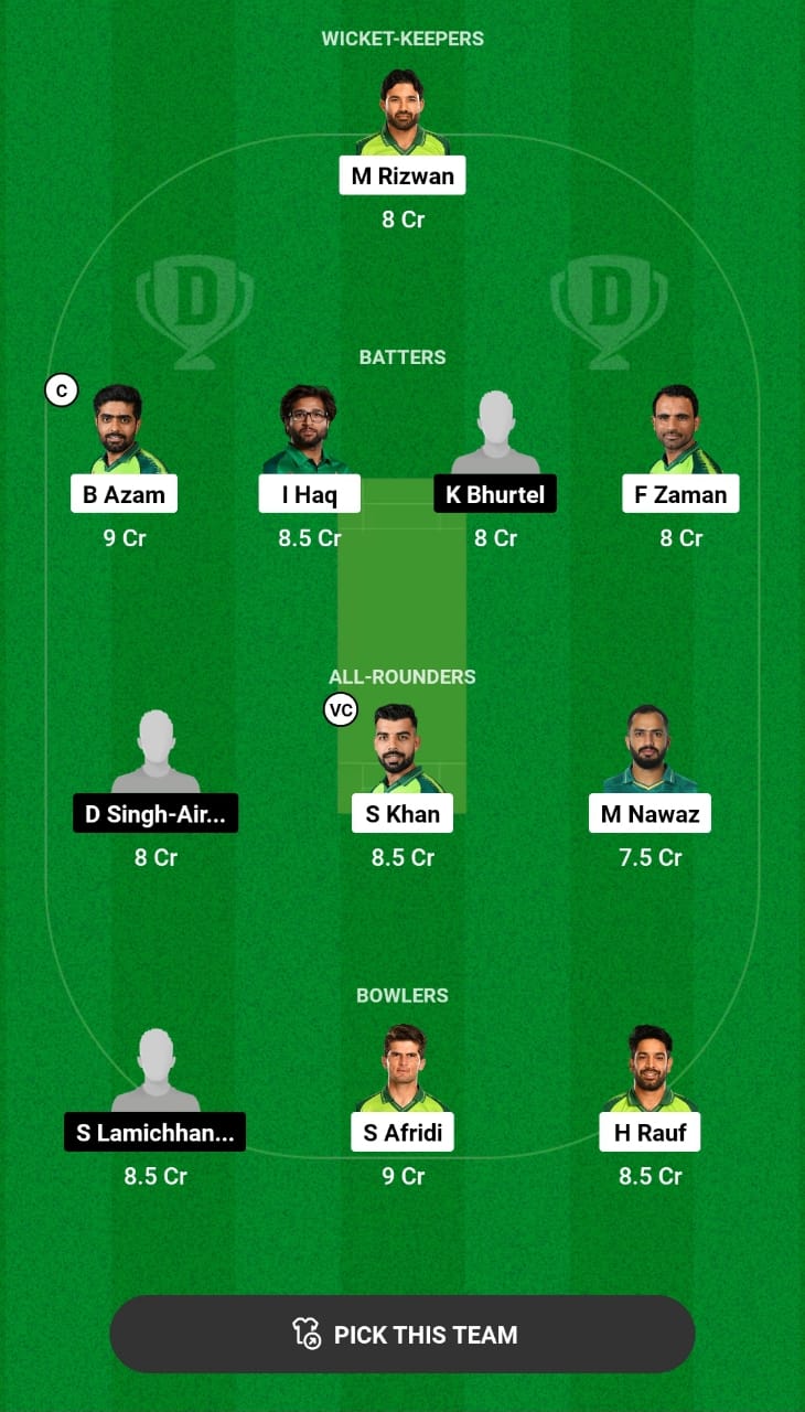 Grand League Dream11 Team Prediction PAK vs NEP