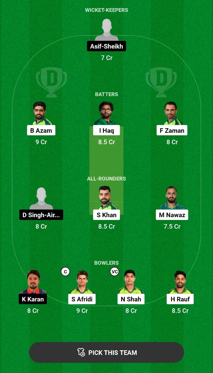 Head-to-Head Dream11 Team Prediction PAK vs NEP