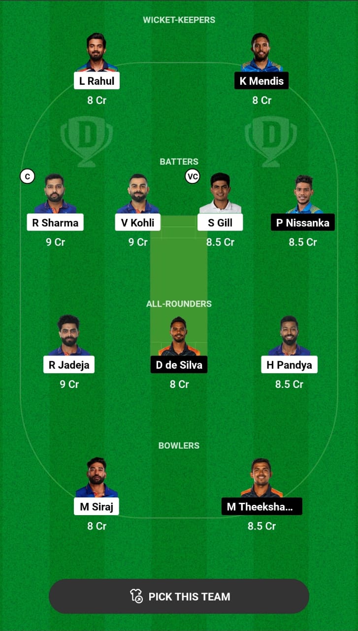 Grand League Dream11 Team Prediction IND vs SL