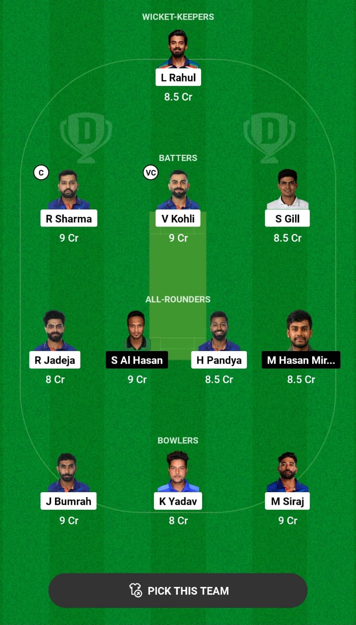 Grand League Dream11 Team Prediction IND vs BAN