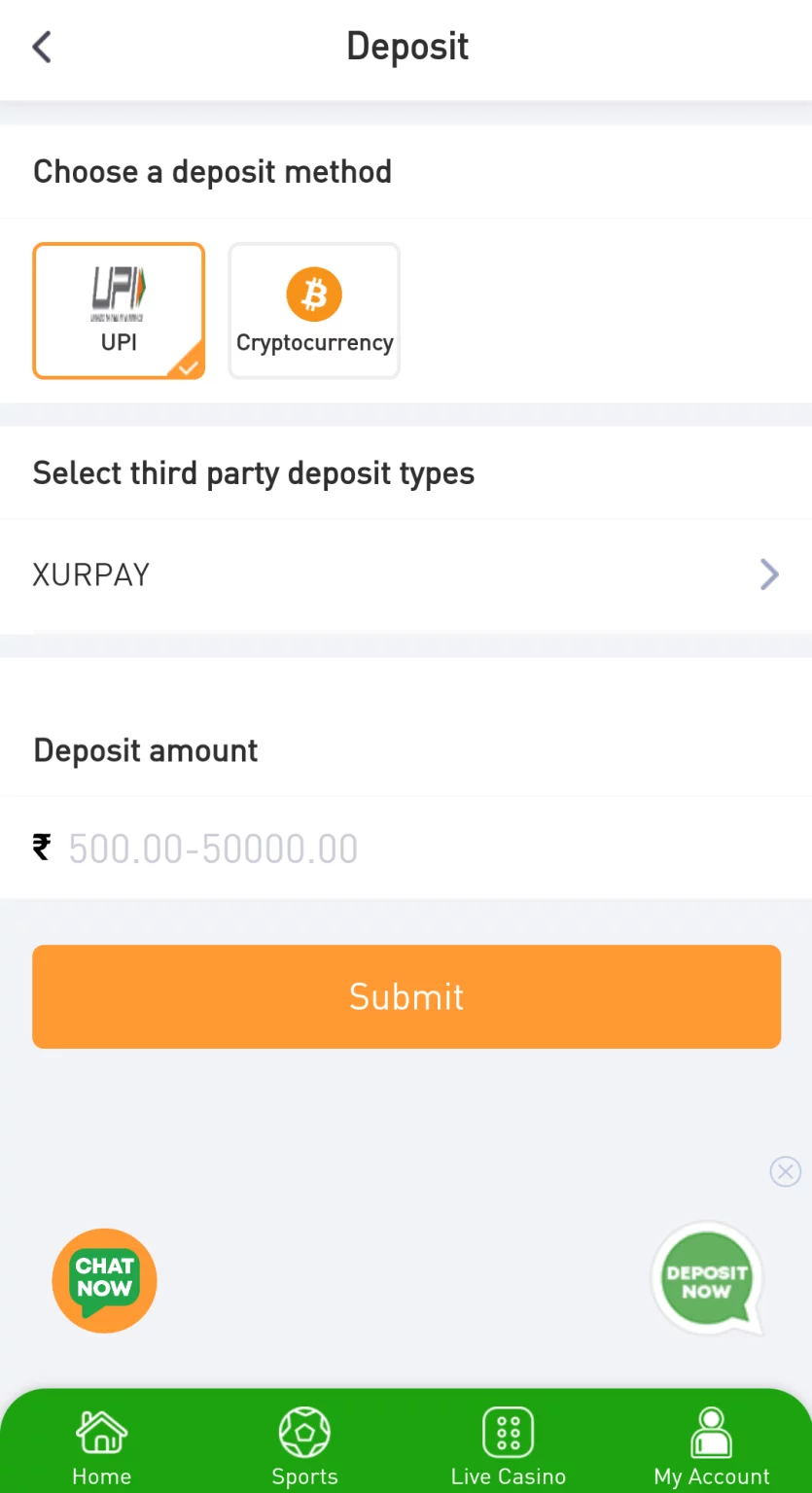 Deposit methods at Betadda