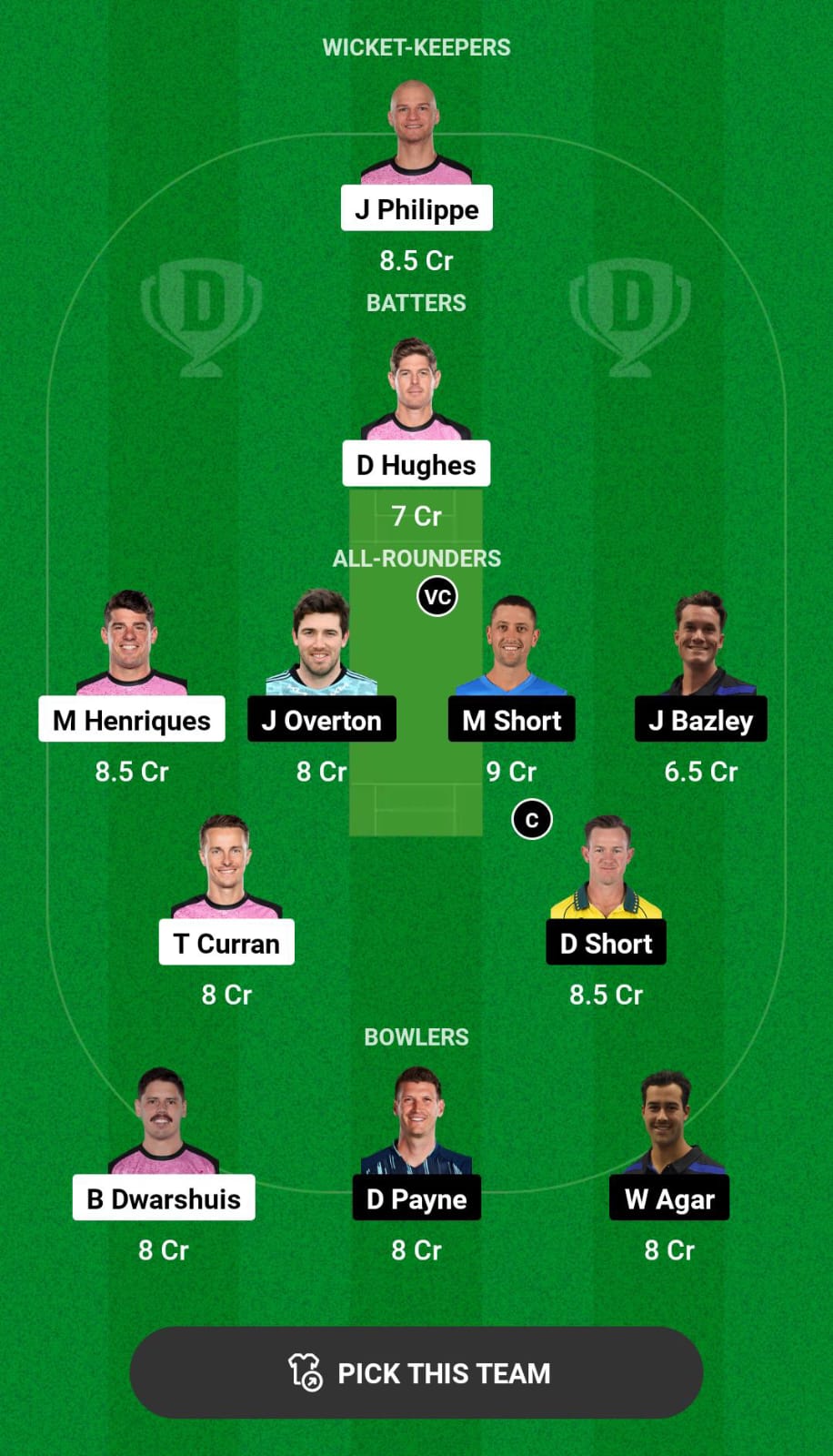 Grand League Dream11 Team Prediction SIX vs STR