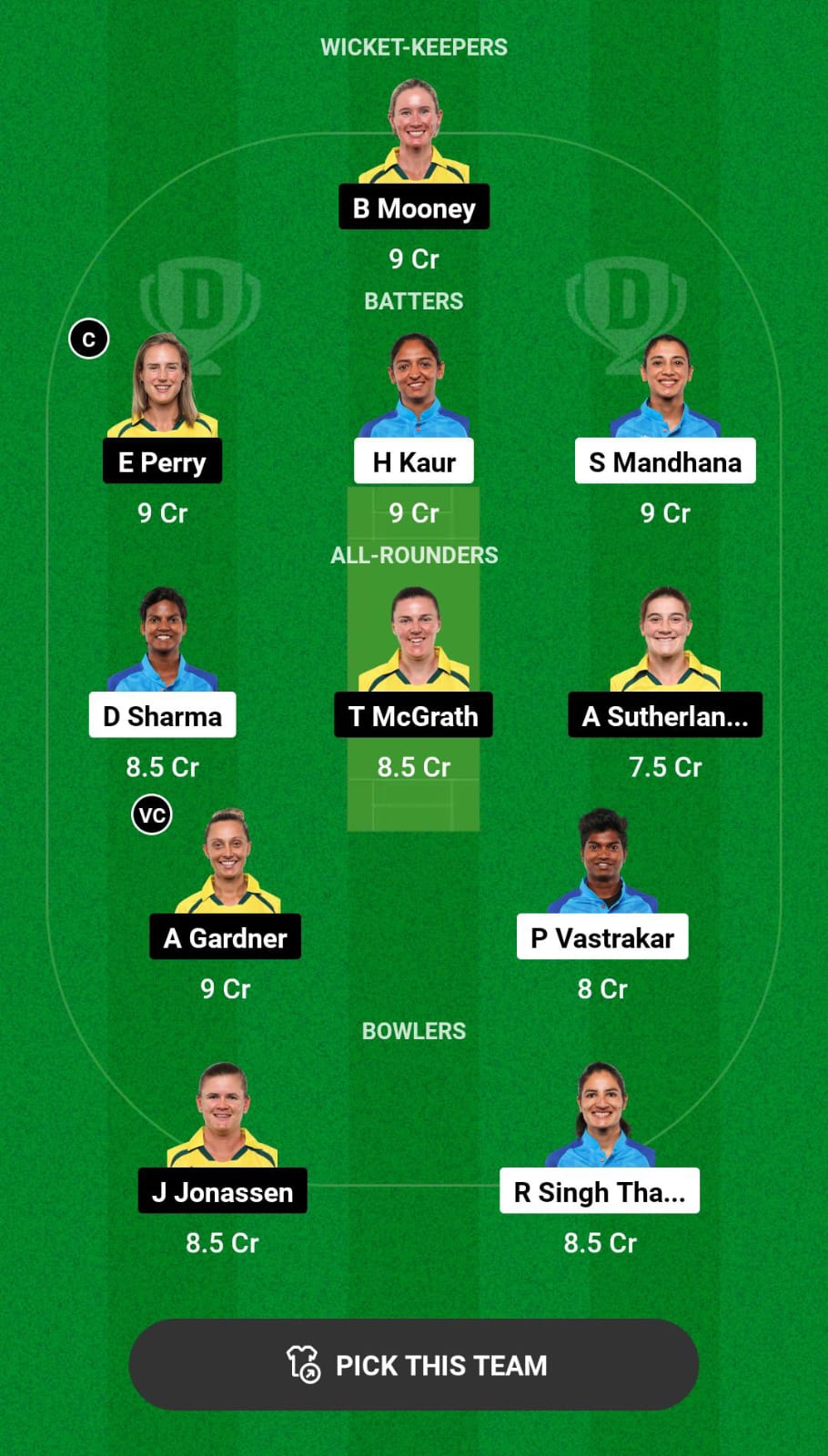 Head-to-Head Dream11 Team Prediction IND-W vs AUS-W