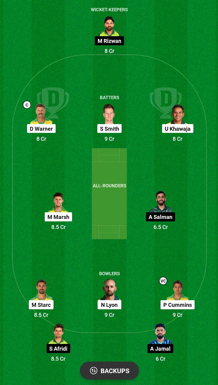 Head to Head Dream11 Team Prediction AUS vs PAK