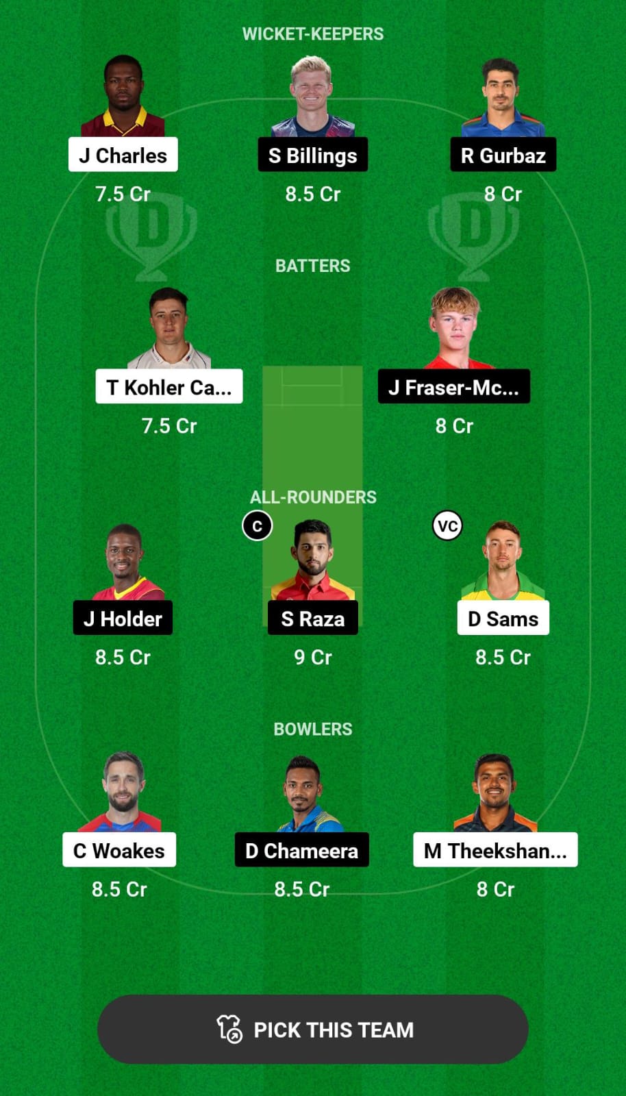 Grand League Dream11 Team Prediction SJH vs DUB