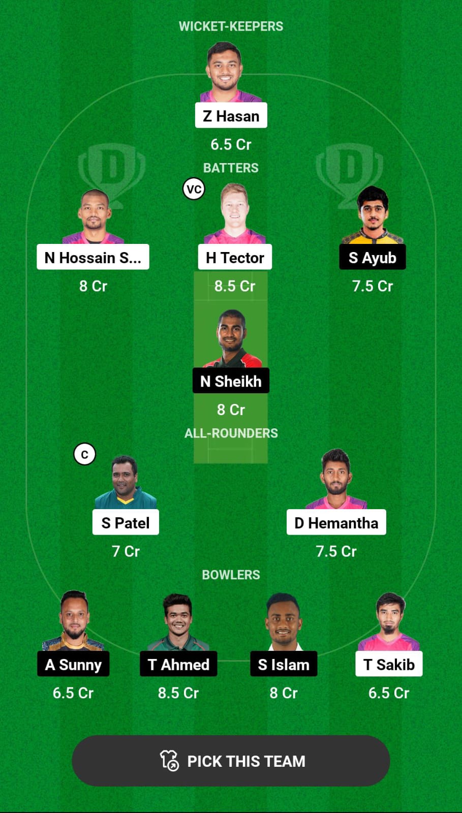 Head-to-Head Dream11 Team Prediction SYL vs DD