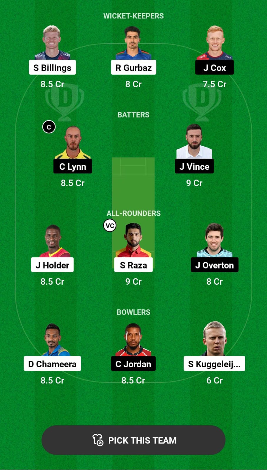 Grand League Dream11 Team Prediction DUB vs GUL