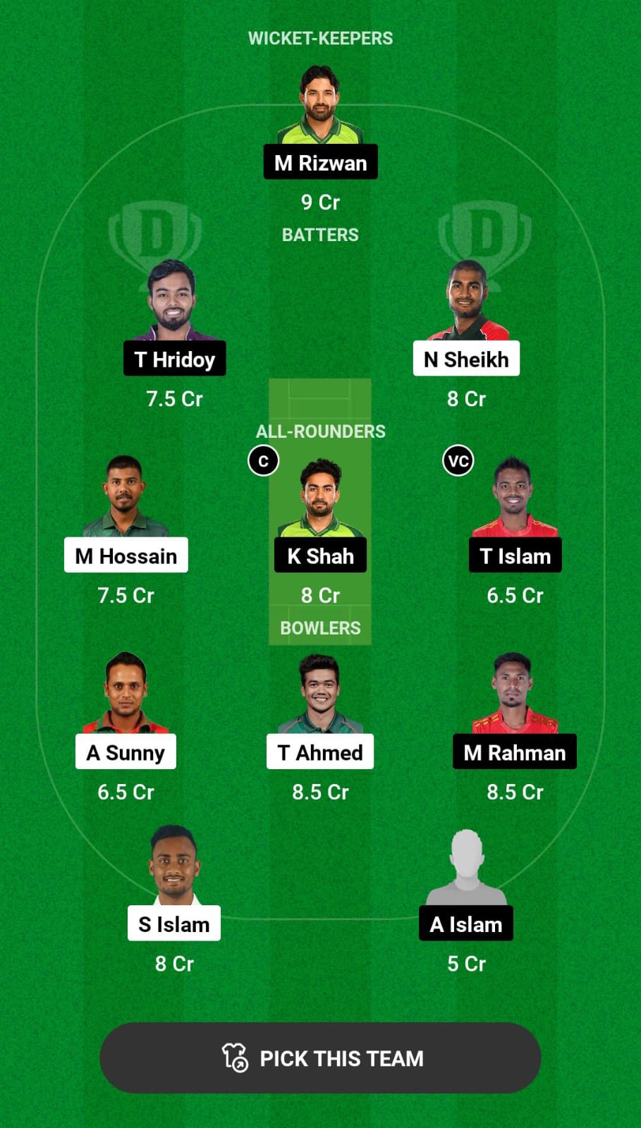 Grand League Dream11 Team Prediction DD vs COV