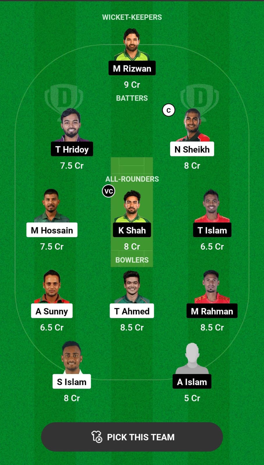 Head-to-Head Dream11 Team Prediction DD vs COV