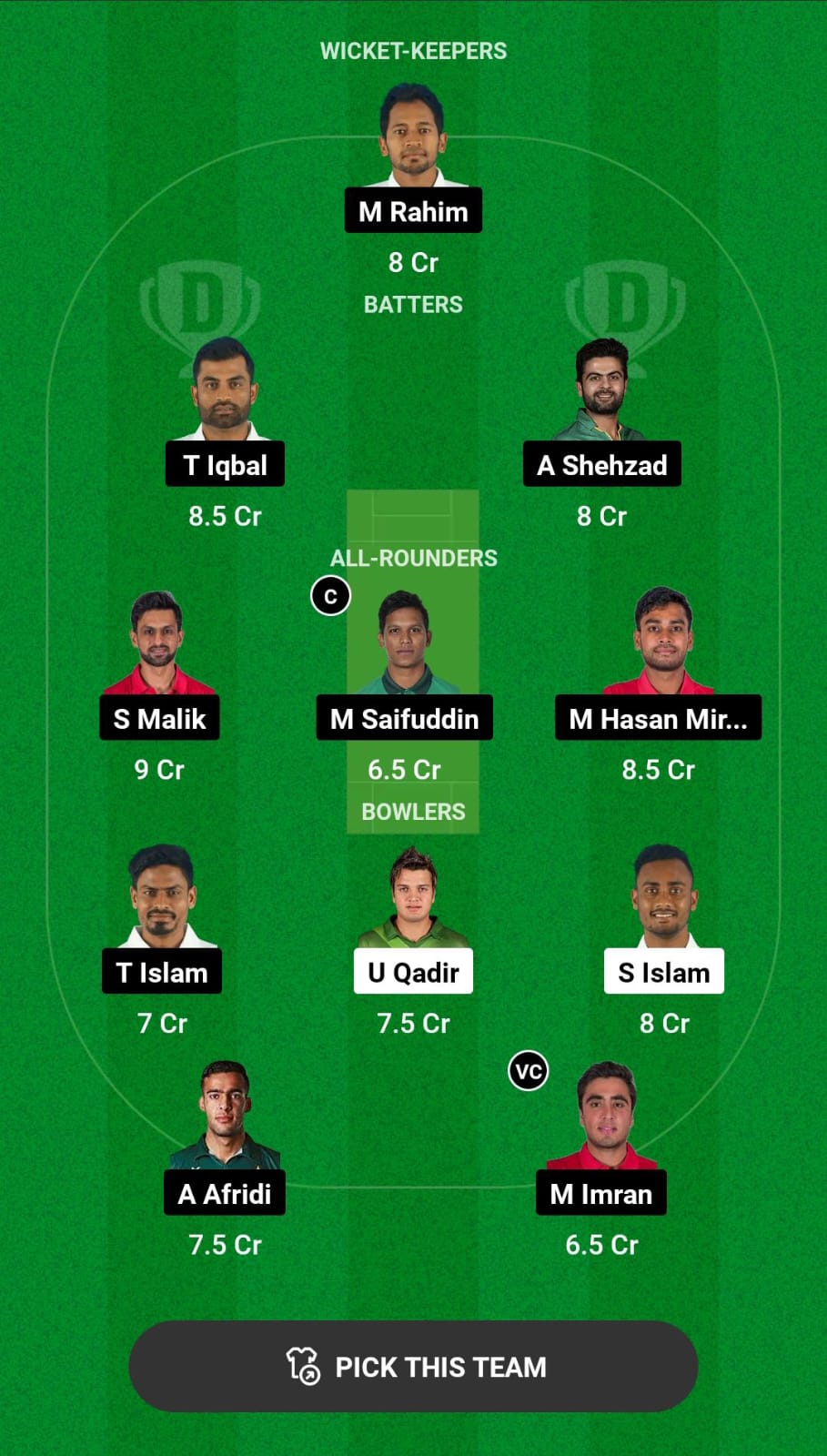 Grand League Dream11 Team Prediction DD vs FBA