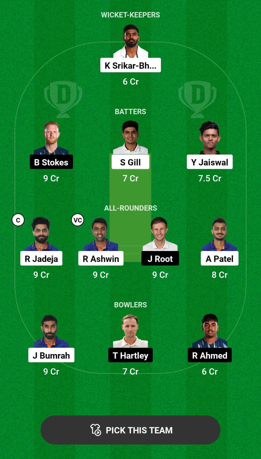 Head-to-Head Dream11 Team Prediction IND vs ENG