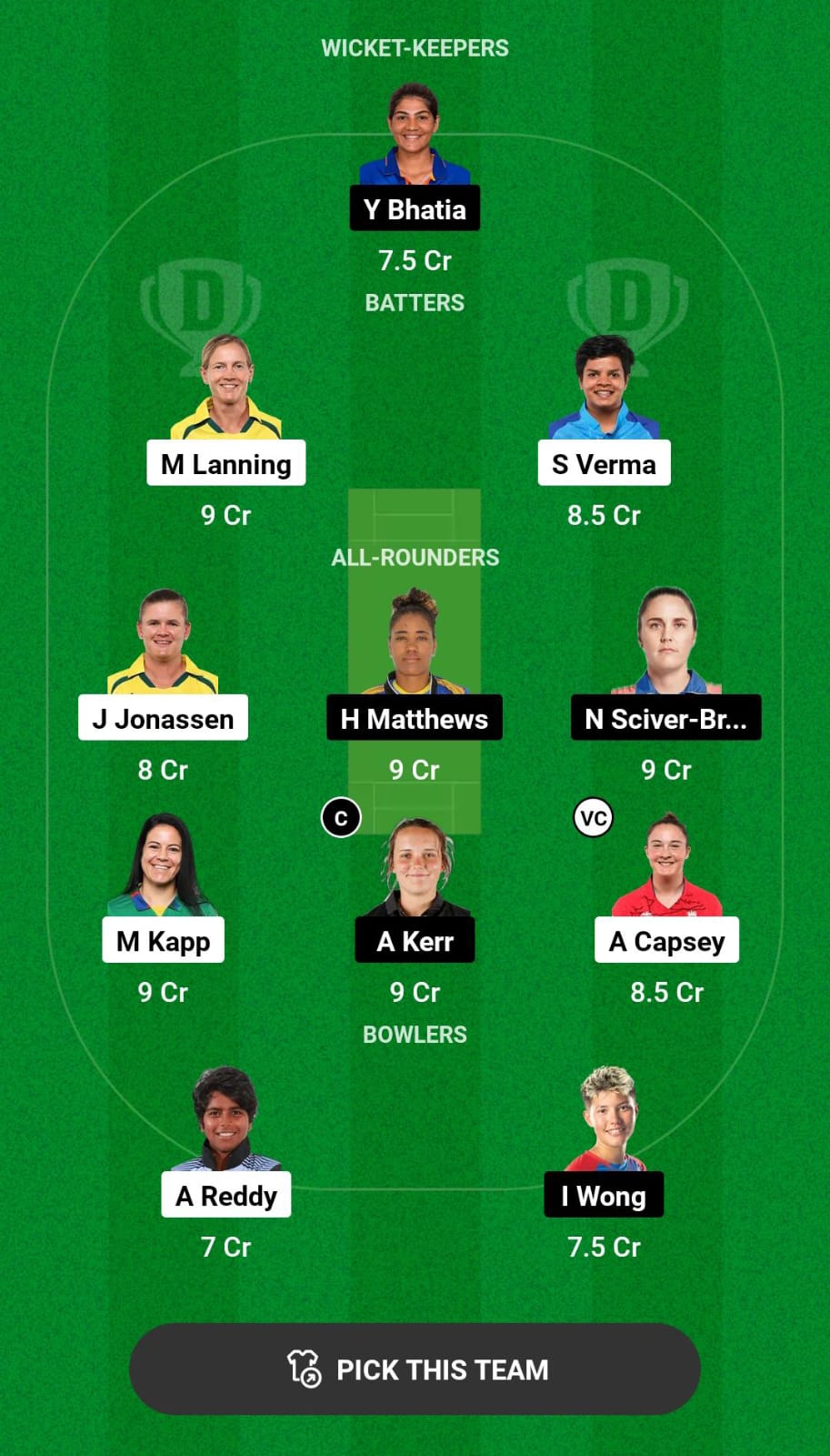 Head-to-Head Dream11 Team Prediction DEL-W vs MI-W