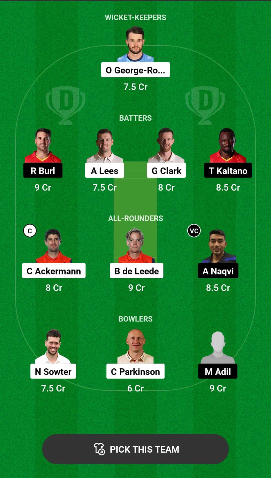 Grand League Dream11 Team Prediction DUR vs MWR