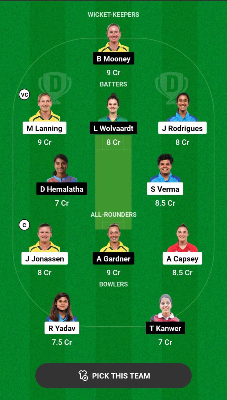 Head-to-Head Dream11 Team Prediction DEL-W vs GUJ-W