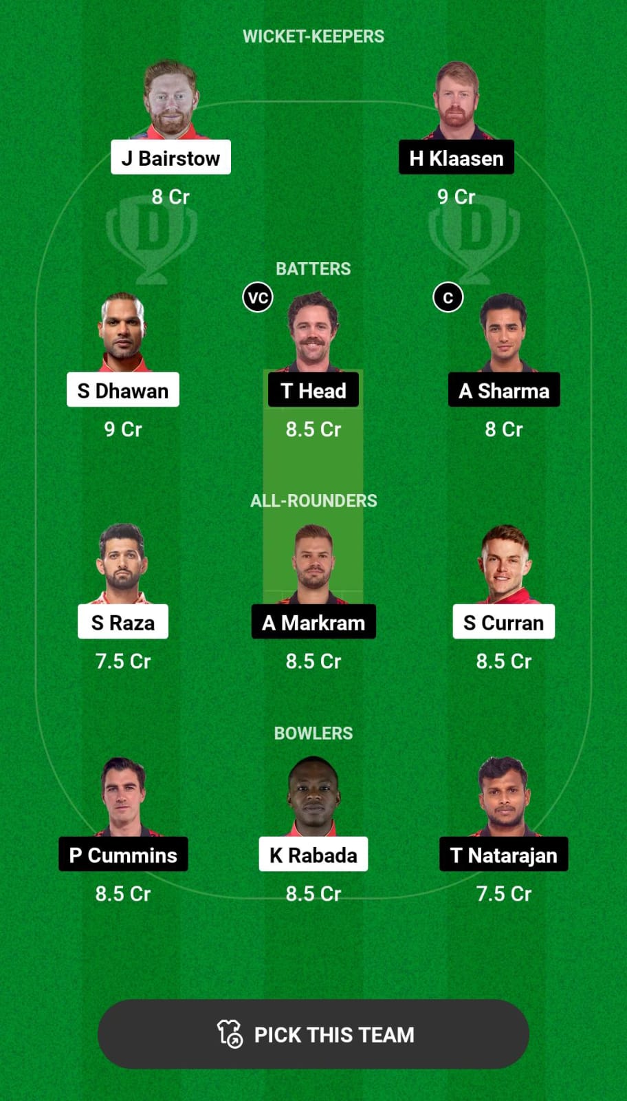 PBKS vs SRH Dream11 Prediction
