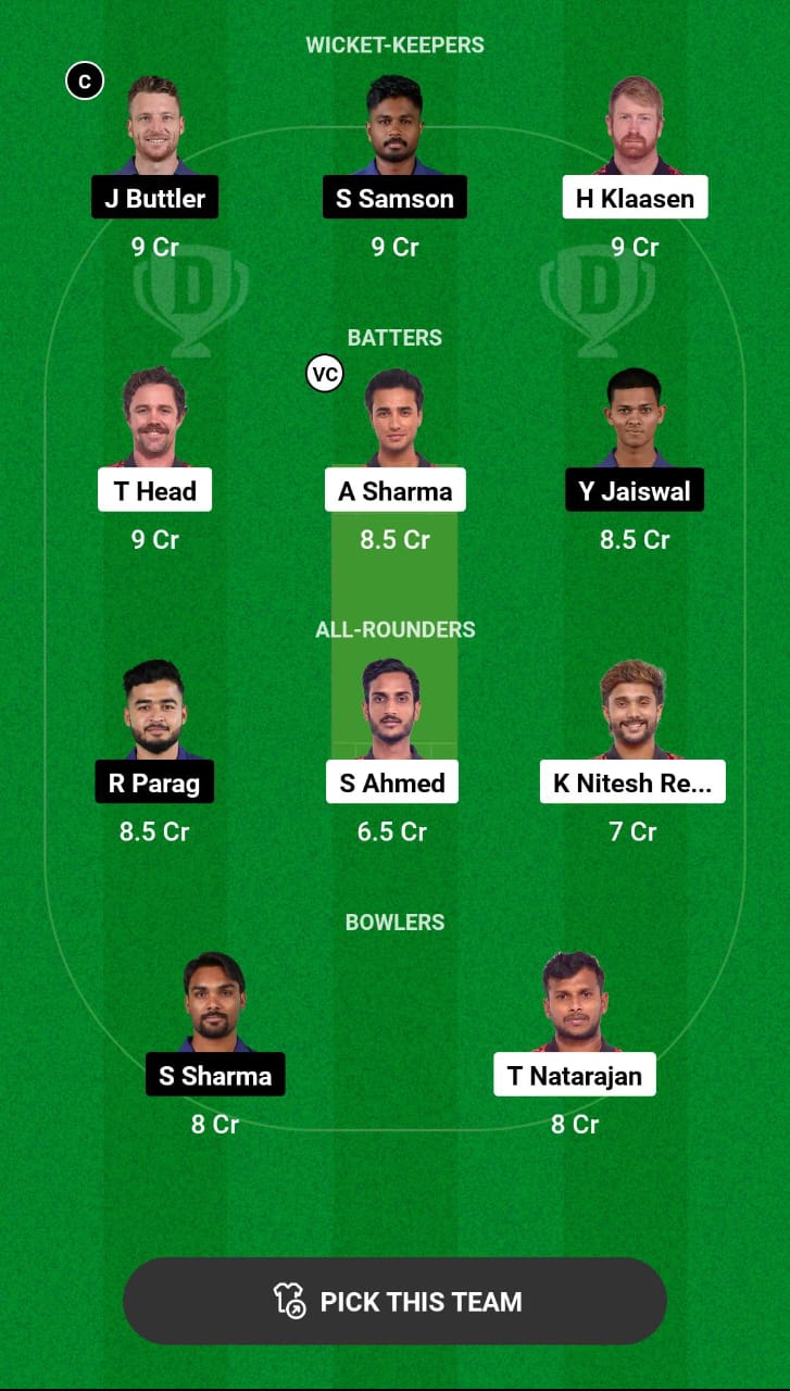 SRH vs RR Dream11 Prediction
