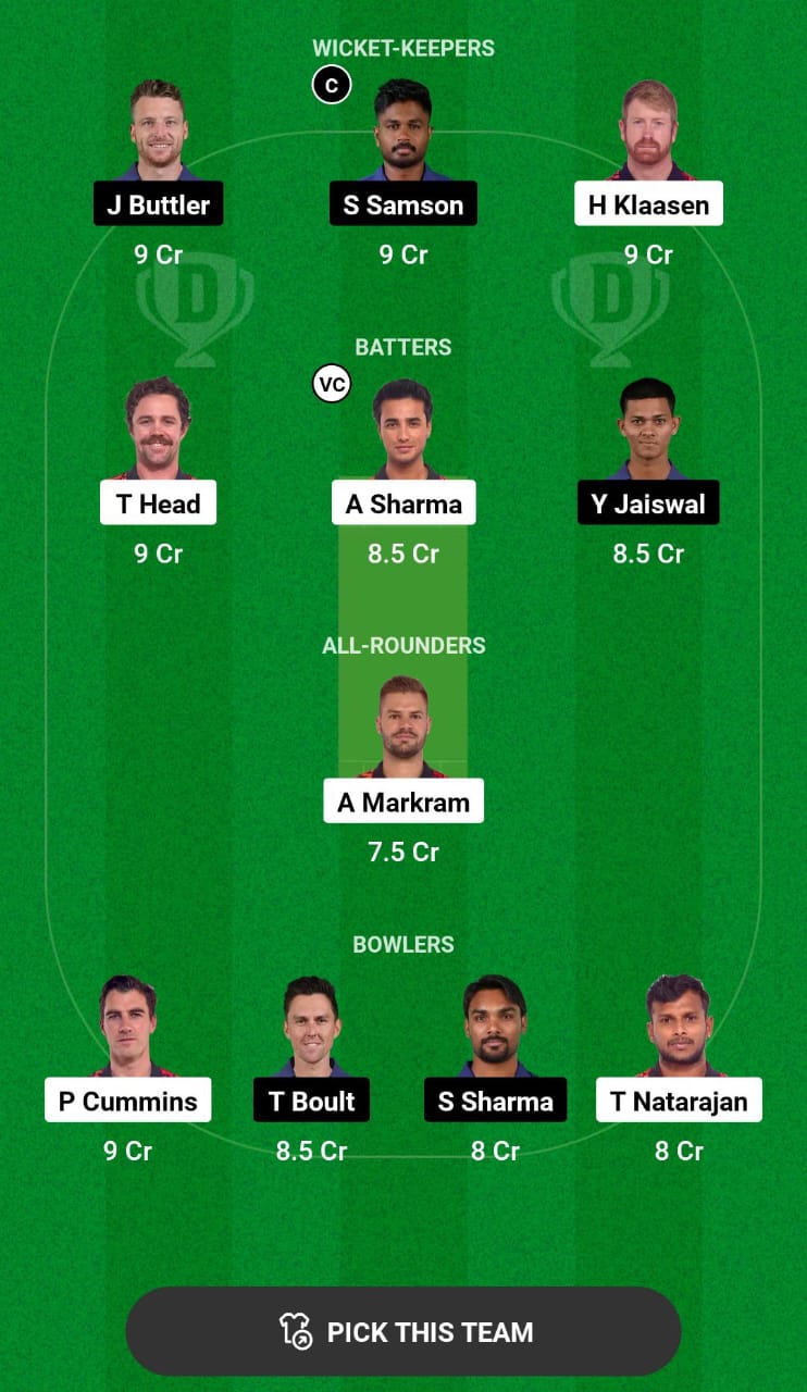 SRH vs RR Dream11 Prediction
