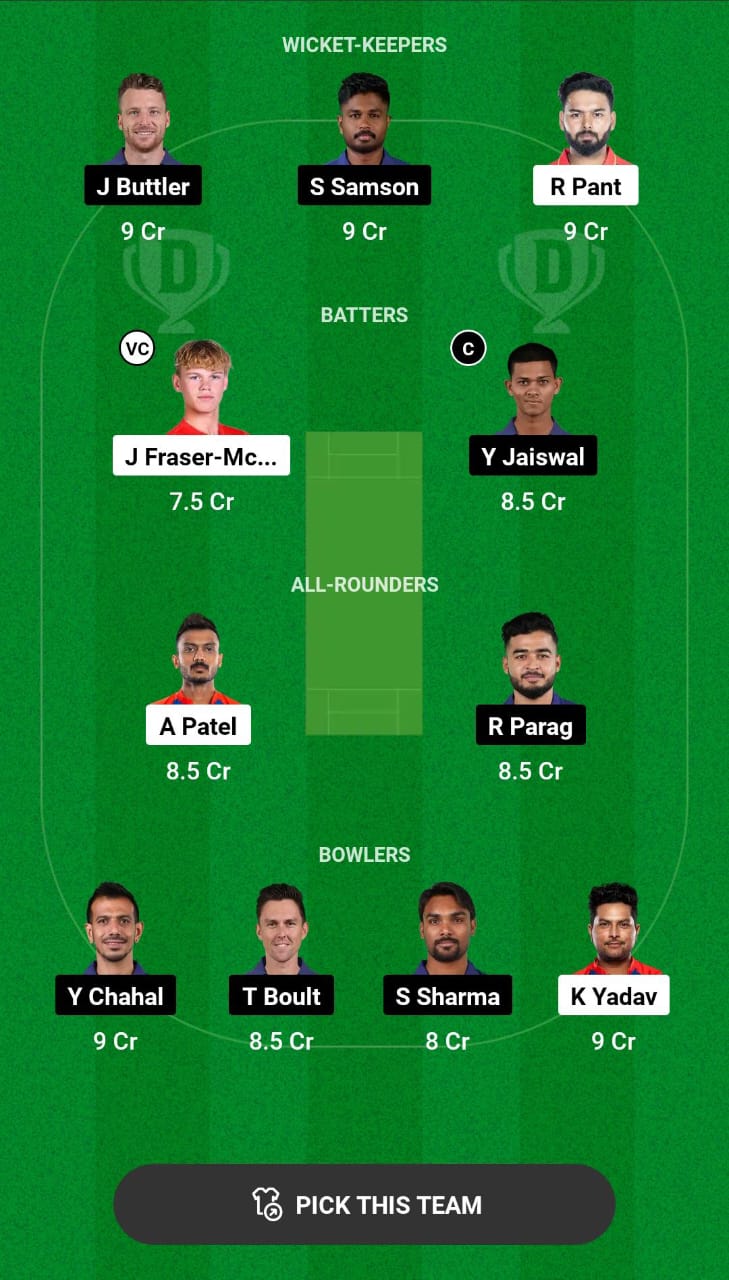 DC vs RR Dream11 Prediction
