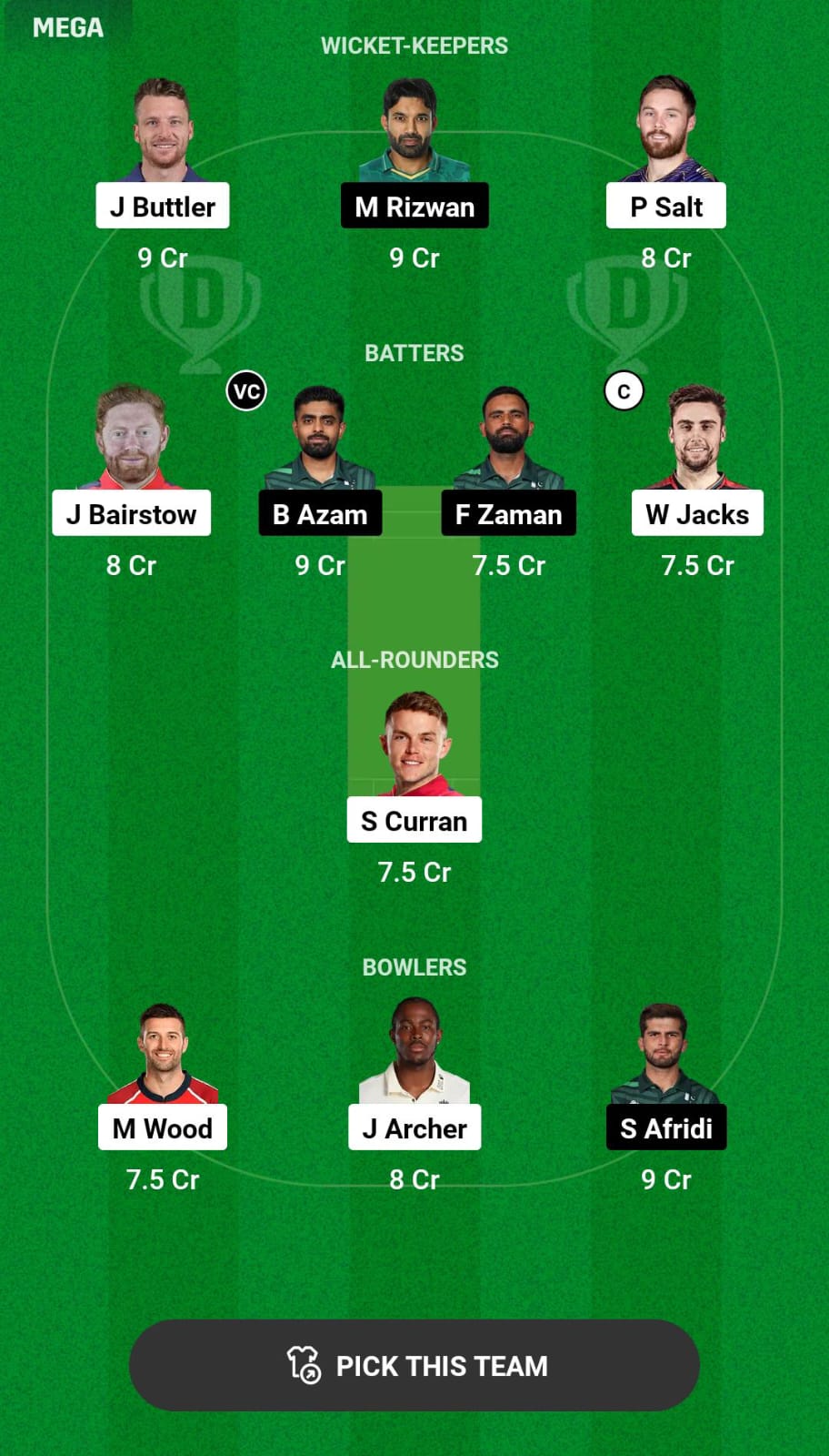 ENG vs PAK 1st T20I Dream11 Prediction
