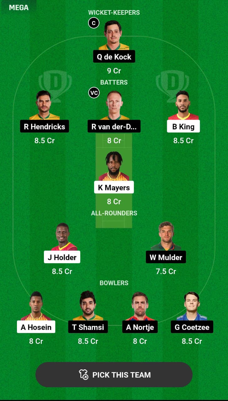 WI vs SA 1st T20I Dream11 Prediction
